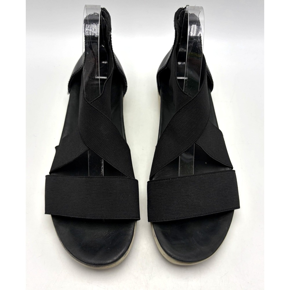 Kenneth Cole Sandals Womens 8.5 M Black Elastic Ankle Strap Back Zip Capsule